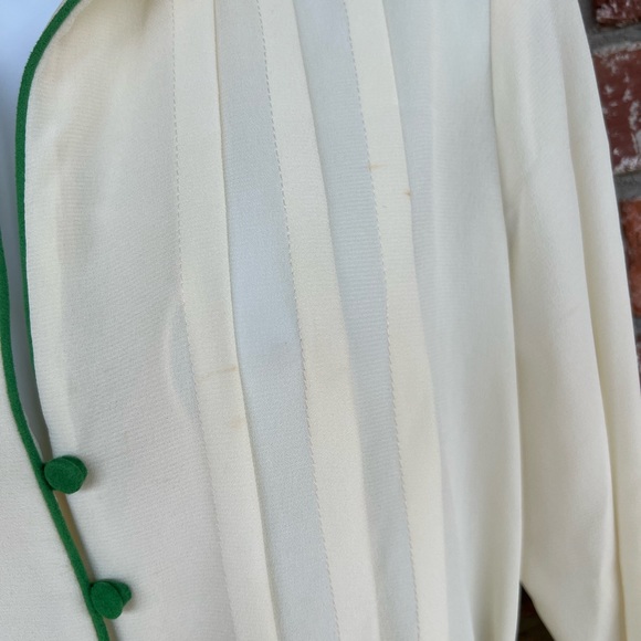Vintage off white and green dress size medium - Picture 4 of 5